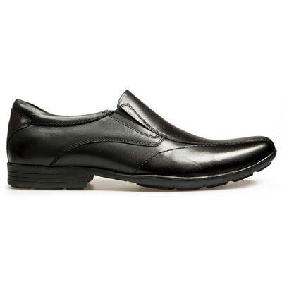 Boys Pod Dundee Black Leather Slip On School Shoes - Black