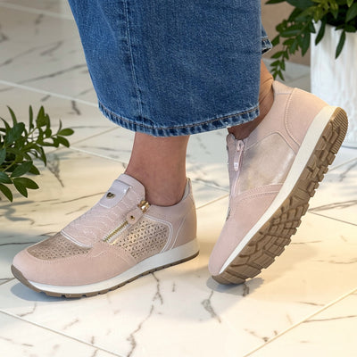 Womens Susst Dizzy Twin Zip Trainers - Dusty Pink