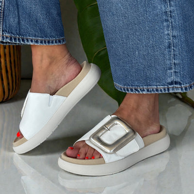 Womens Gabor 83.751 Adios Mule Velcro Front Sandals - White