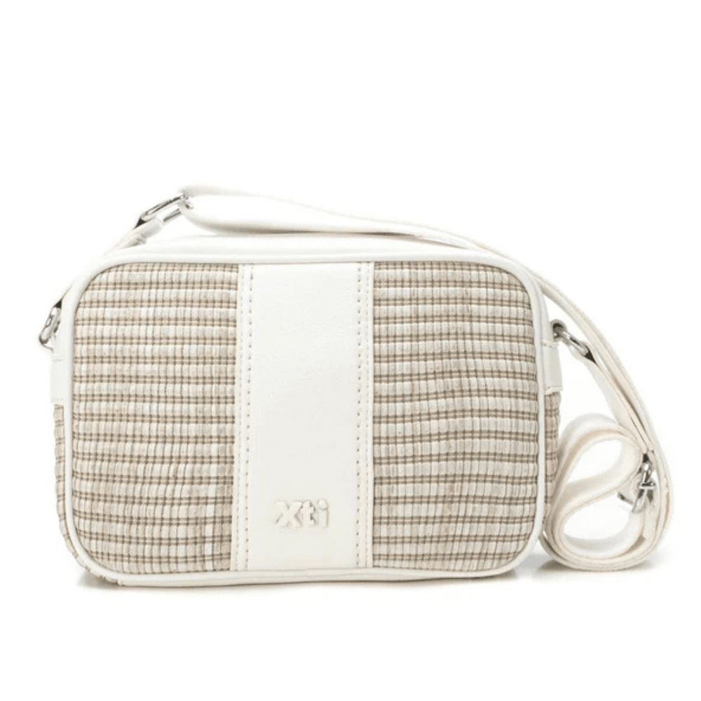 Womens Xti 184438 White and Beige Raffia Crossbody Bag