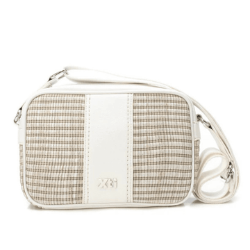Womens Xti 184438 White and Beige Raffia Crossbody Bag - White