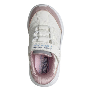 Toddler Girls Skechers Comfy Sprints - Cozy Fit White / Lavender Slip-Ins Trainers - White / Lavender