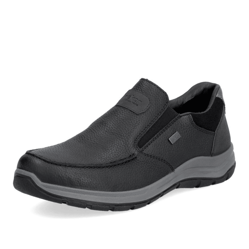 Mens Rieker 03651 Black Leather Water Resistant Slip On Shoes - Black