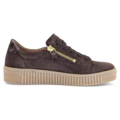 Womens Gabor 6010 Suede Platform Trainers - Dark Brown