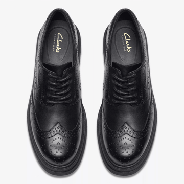 Clarks ORINOCO3 Derby Senior Girls School Shoe - Black Leather