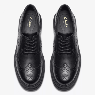 Clarks ORINOCO3 Derby Senior Girls School Shoe - Black Leather