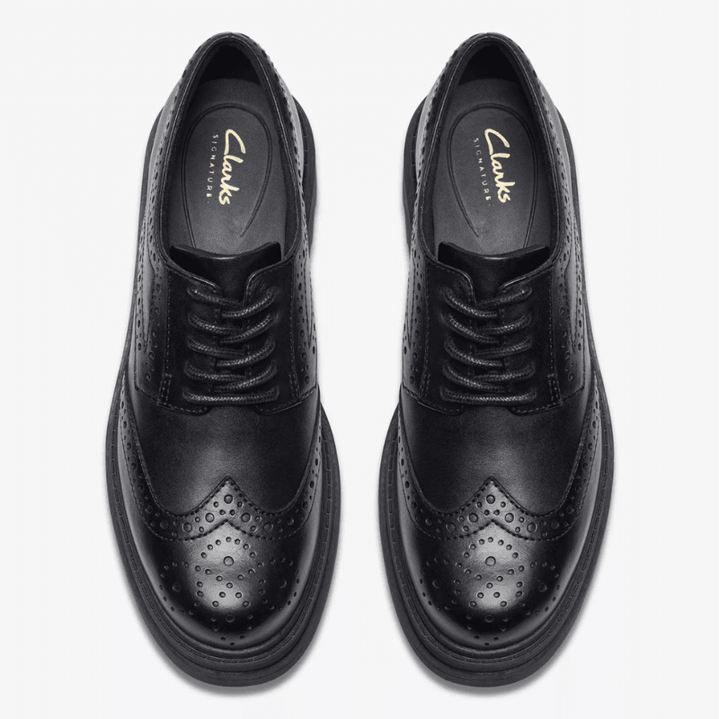 Clarks ORINOCO3 Derby Senior Girls School Shoe - Black Leather