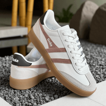 Womens Gola Viper White and Brown Gum Sole Trainers - White