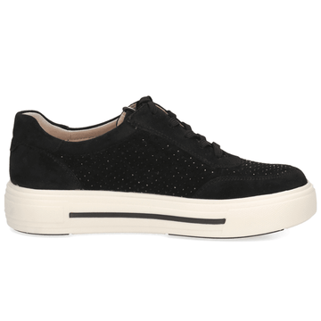 Womens Caprice 23350 Black Suede Diamante Trainers - Black