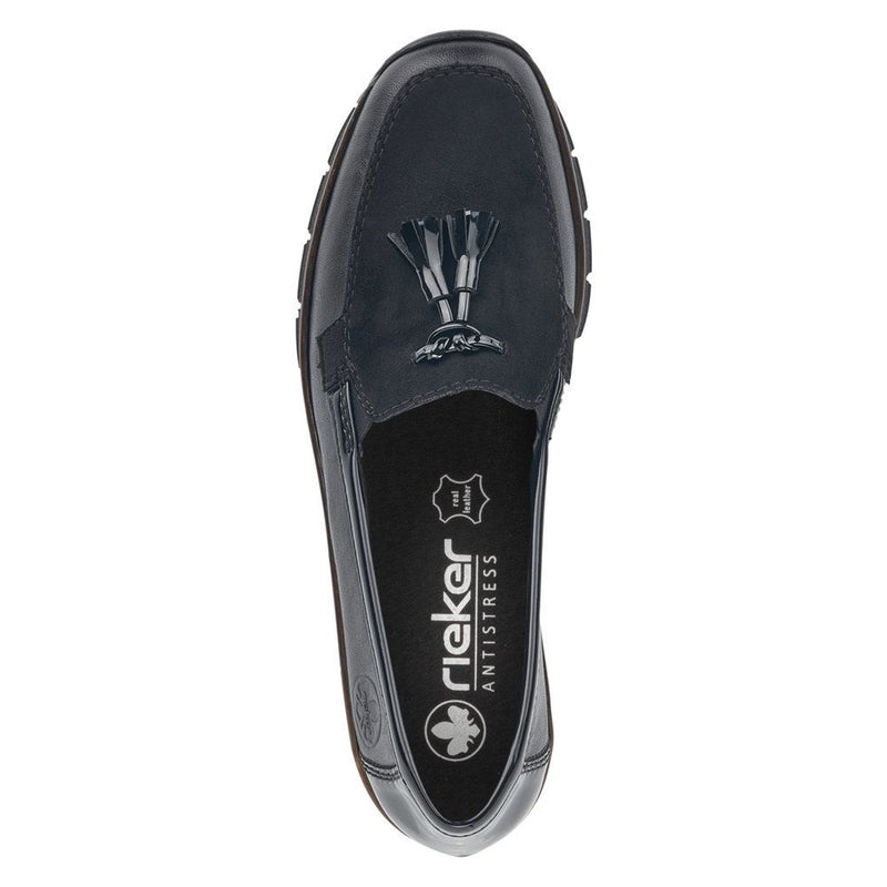 Womens Rieker 53771 Wedged Loafers - Black