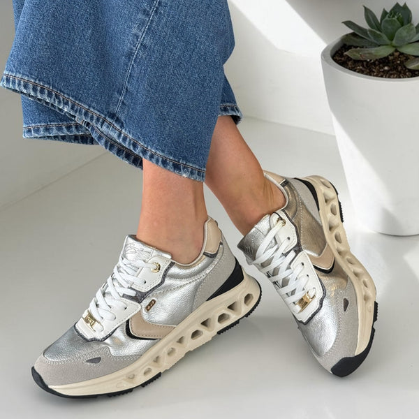 Womens Lloyd & Pryce Barsoum Chrome Metallic Sporty Sole Trainers - Chrome