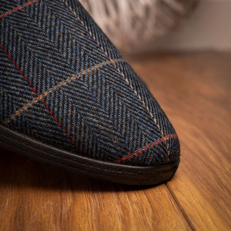 Mens Lazy Dogz Harrison II Tweed Slippers - Navy
