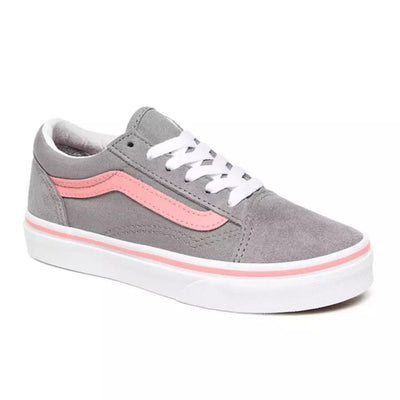 Vans Kids Pop Old Skool Frost Grey Pink Icing Sneakers - Grey and Pink