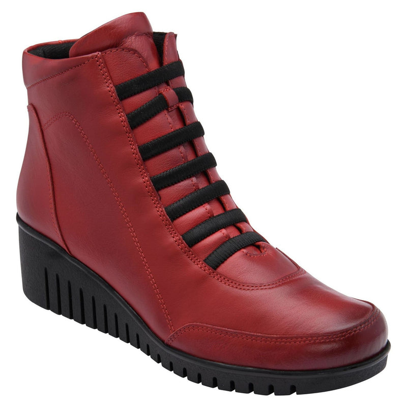 Womens Lotus Myrthe ULB558 Red Leather Ankle Boots - Red Leather