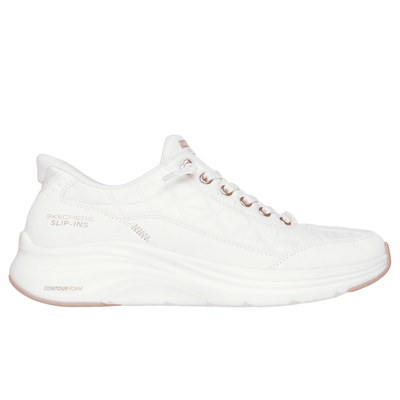 Womens Skechers Slip-ins: Contour Foam Cozy Fit Trainers - White Rosegold