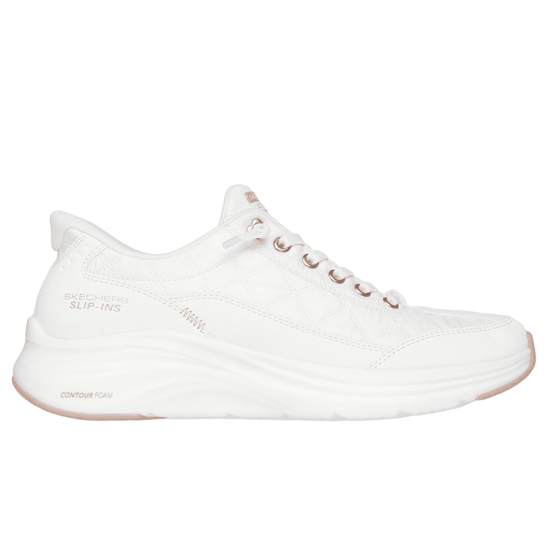 Womens Skechers Slip-ins: Contour Foam Cozy Fit Trainers - White Rosegold