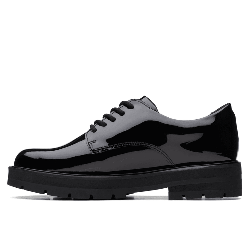 Girls Clarks Prague Lace School Shoe - Black