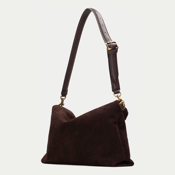 Womens Hispanitas 264948 Suede Shoulder Bag - Espresso