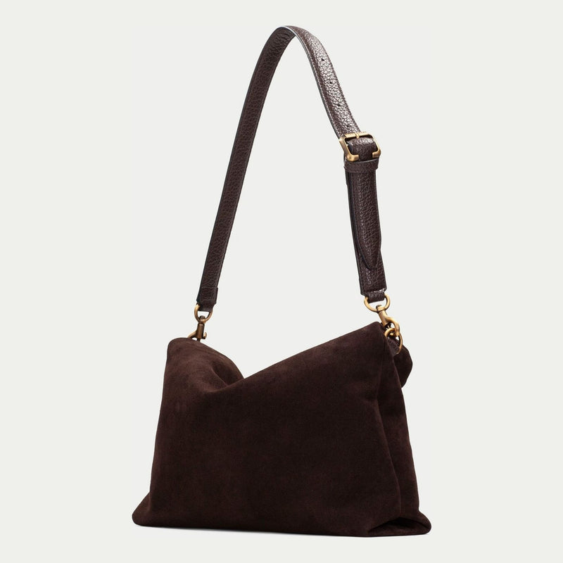 Womens Hispanitas 264948 Suede Shoulder Bag - Espresso