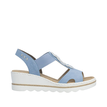 Womens Rieker 67498 Blue Wedge Sandal - Blue