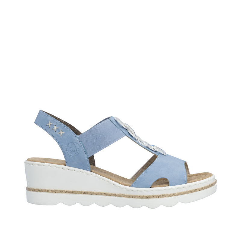 Womens Rieker 67498 Blue Wedge Sandal - Blue