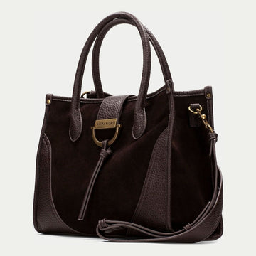 Womens Hispanitas 265022 Suede Shoulder Bag - Espresso