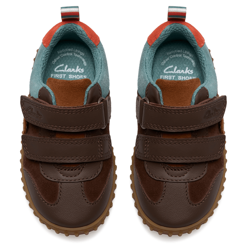 Infant Boys Clarks Cove Den Chestnut Brown Bear 2 Strap Pre Walker Shoes - Chestnut