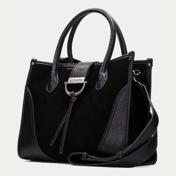 Womens Hispanitas 265022 Suede Shoulder Bag - Black