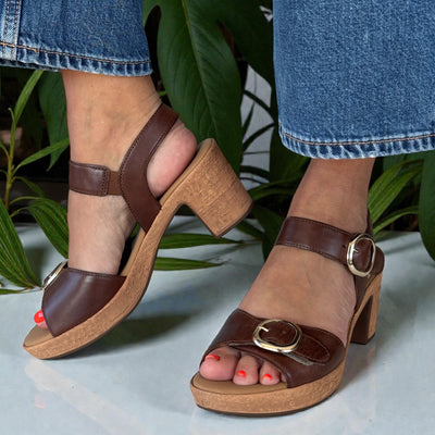 Womens Gabor 84.764 Ivory Platform Heeled Sandals - Brown