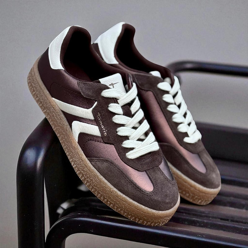 Womens Tamaris 23723 Laced Trainers - Brown Metallic