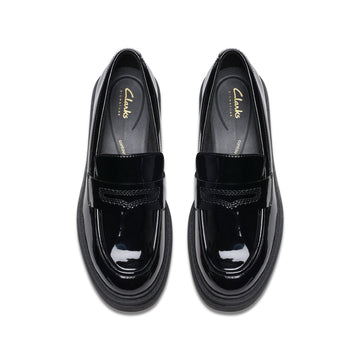 Girls Clarks Orinoco3 Edge School Shoes - Black Patent