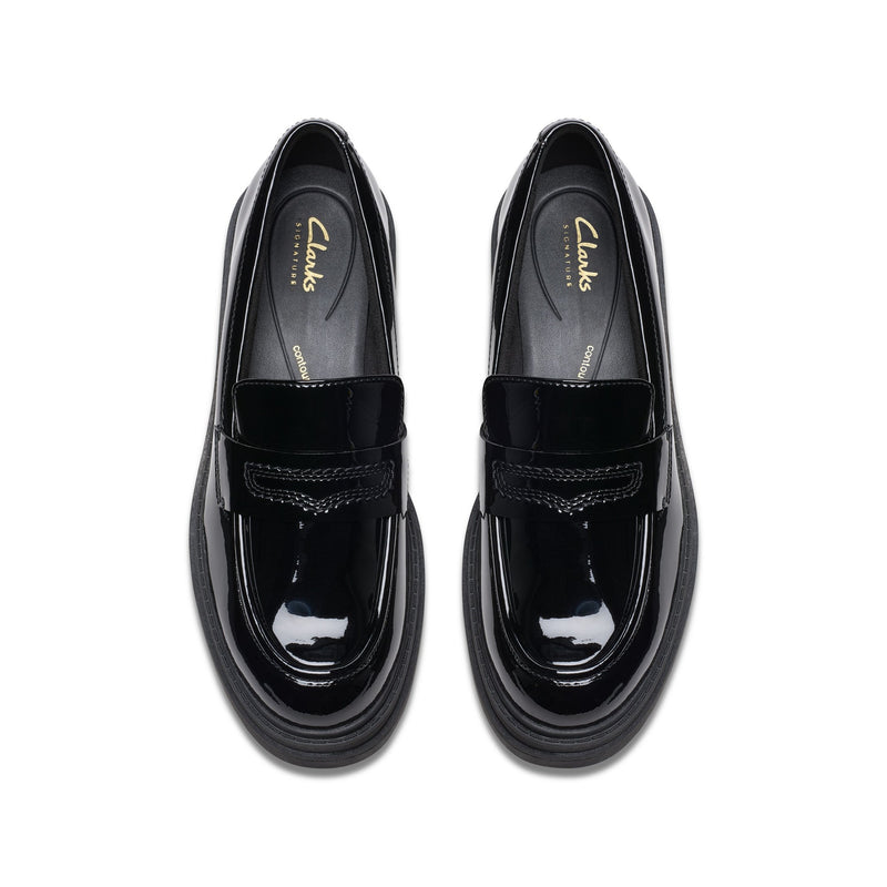 Girls Clarks Orinoco3 Edge School Shoes - Black Patent