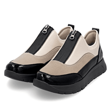 Womens Remonte D2V01 Mix Zip Front Platform Shoes - Soraya-Beige