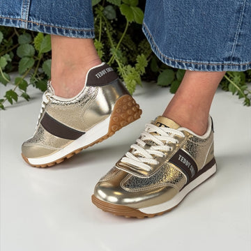 Womens Teddy Smith 120548 "1989" Trainers - Gold