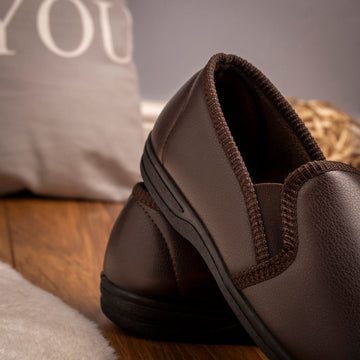 Mens Lazy Dogz Trent II Faux Leather Slippers - Brown
