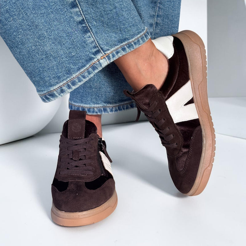 Womens Caprice 23608 Dark Brown Combi Trainers - Dark Brown Combi