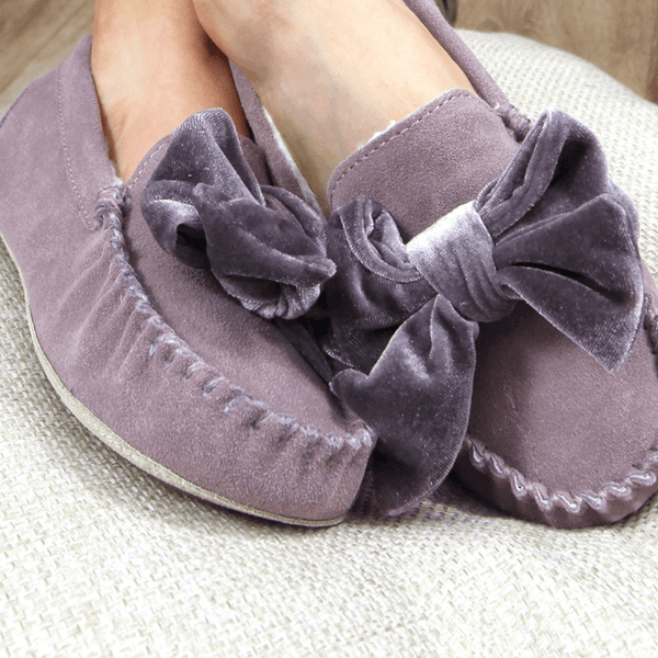 Womens Lazy Dogz Ladies Brook Velvet Bow Slippers - Pink