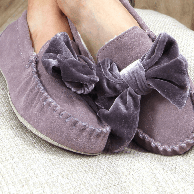 Womens Lazy Dogz Ladies Brook Velvet Bow Slippers - Pink