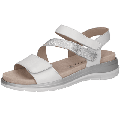 Womens Caprice 28716 White and Metallic Strappy Sandals - White
