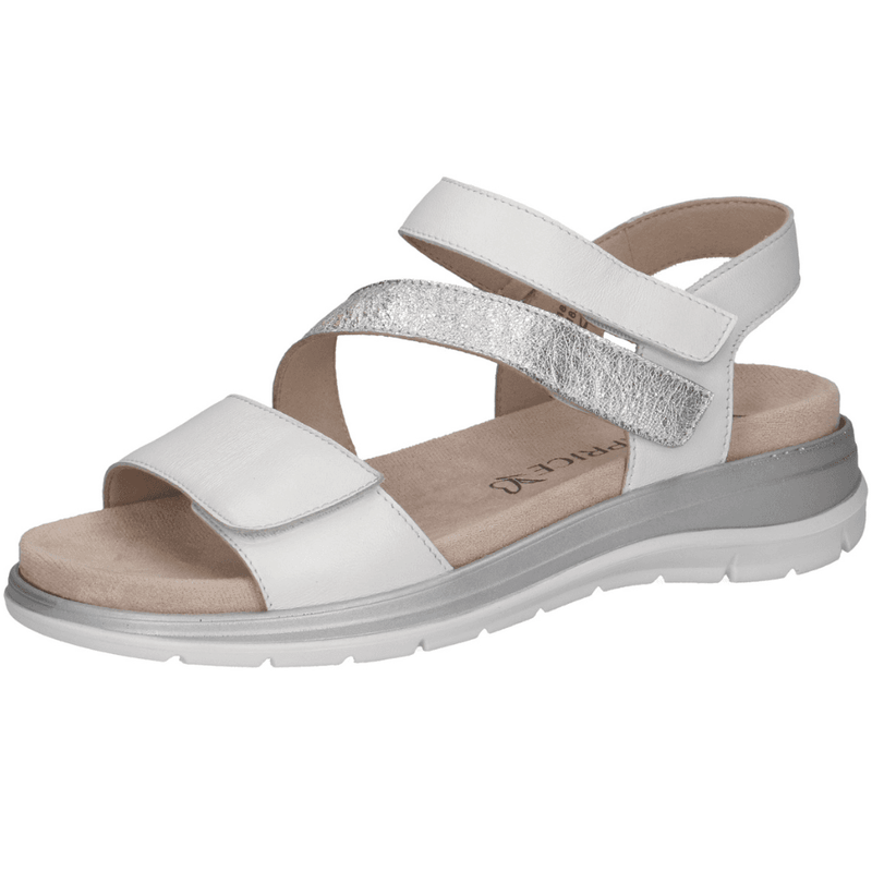 Womens Caprice 28716 White and Metallic Strappy Sandals - White