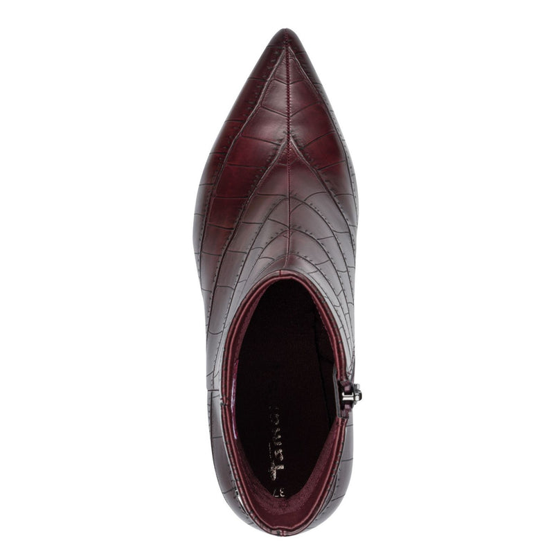 Womens Tamaris 25384 Ankle Boots - Merlot Croco