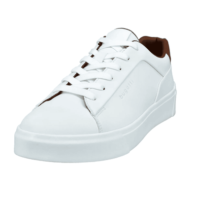 Bugatti Mens AMU01 Off White with Tan Leather Trainers - Off White