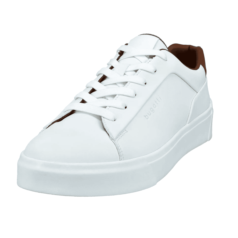 Bugatti Mens AMU01 Off White with Tan Leather Trainers - Off White