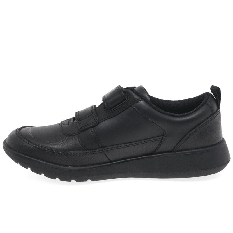 Clarks Scape Flare Boys Velcro School Shoe - Black