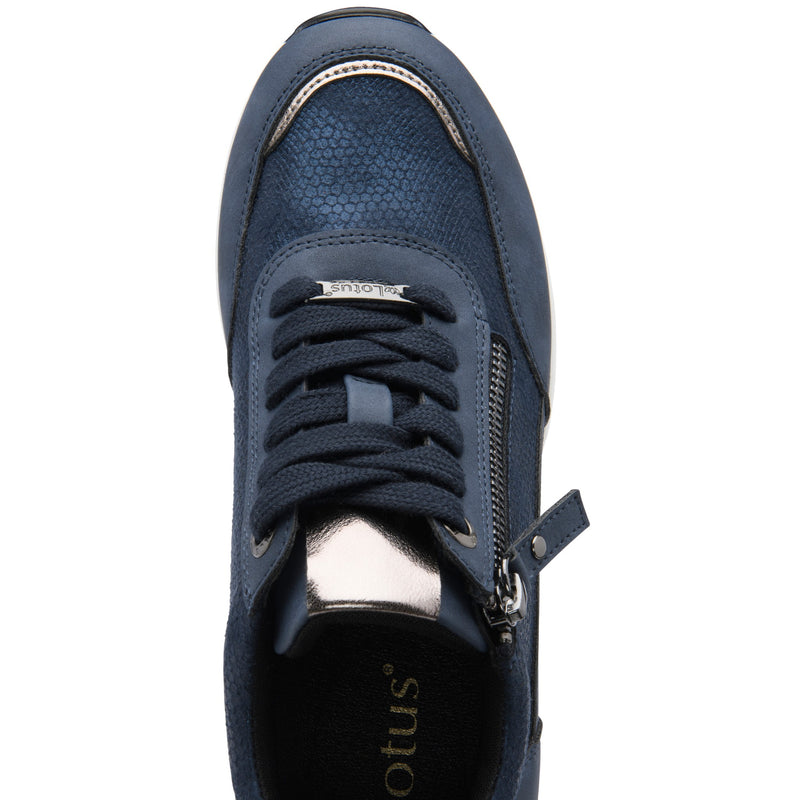 Womens Lotus ULS642 Navy Electra Casual Wedge Trainers - Navy
