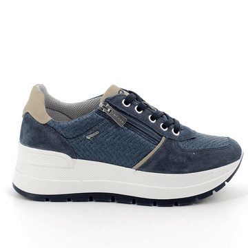 Womens Igi & Co 7661700 Woven Side Zip Wedge Trainers - Navy