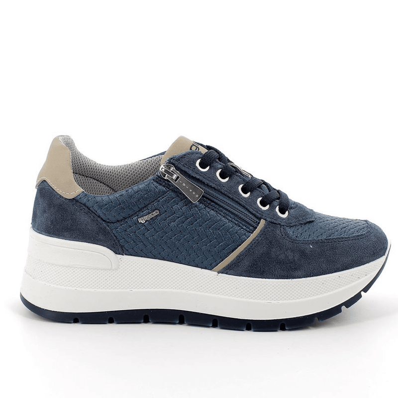 Womens Igi & Co 7661700 Woven Side Zip Wedge Trainers - Navy