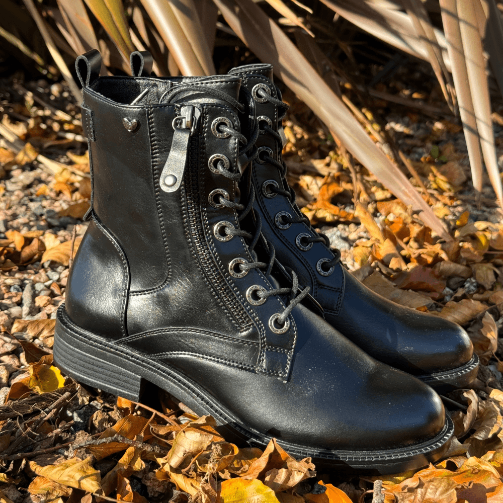 Womens Susst Toby Lace Up with Side Zip Biker Boots