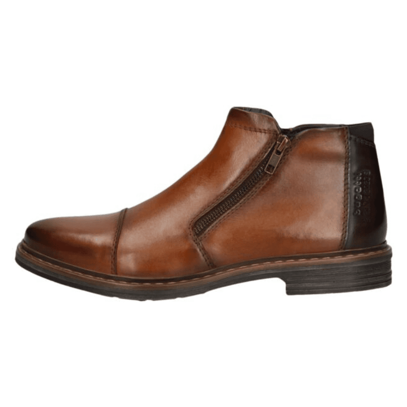 Mens Bugatti Rigalo Evo Cognac Tan Leather Double Zip Boots - Cognac - Tan