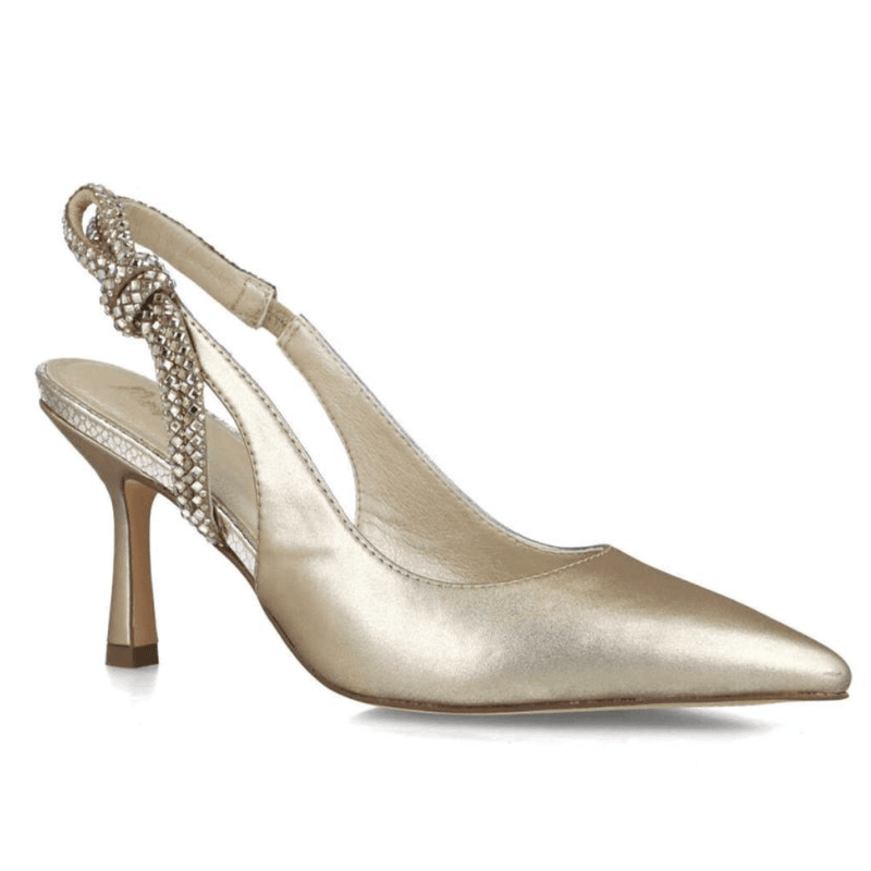 Womens Menbur 25186 Gold Diamante Slingback Strap Heels - Gold